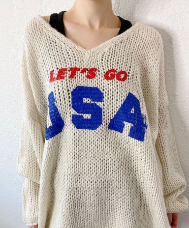 White Fishnet USA Knit #250106